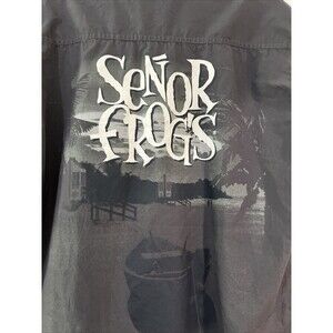 VTG Senor Frogs Gray Collar Shirt Mens SMALL Mazatland Mexico
